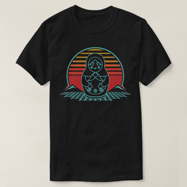 Camiseta Matryoshka Nesting Doll Retro 80s Style Russian Cu (Diseño del anverso)