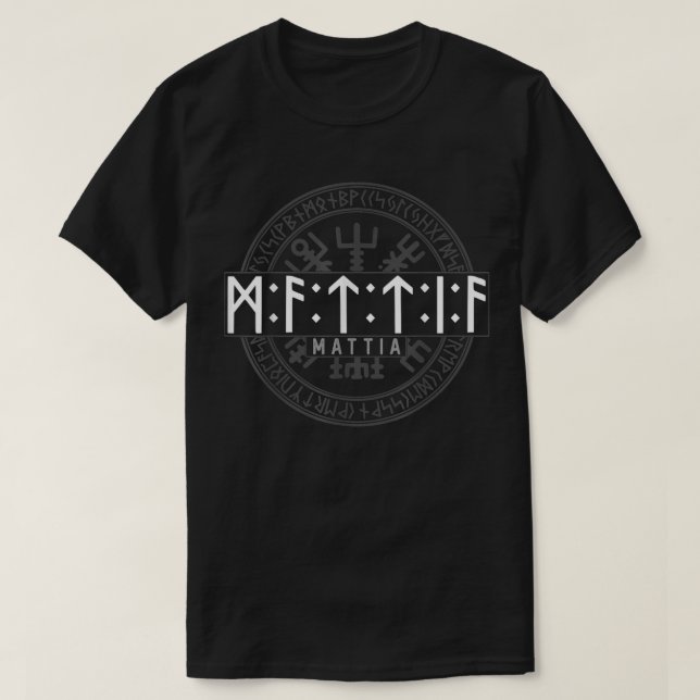 Camiseta Mattia en Futhark corre viking (Diseño del anverso)