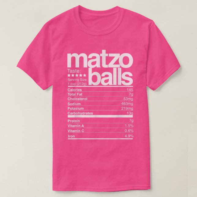 Camiseta Matzo Balls Hechos Nutricionales Hanukkah Funn Jud (Diseño del anverso)