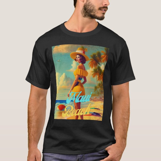Camiseta Maui Beach Hawaii Parasdise Mujer Hermosa (Anverso)