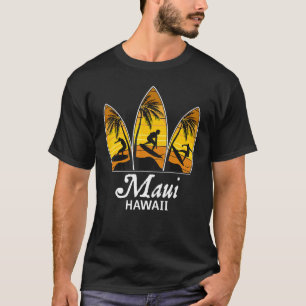 Camiseta Maui Hawái Lugar de Surfista Atardecer Tablas de S