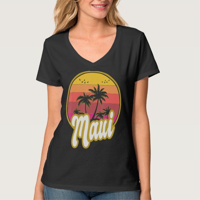 Camiseta Maui Hawaii Beach Retro Sunset (Anverso)