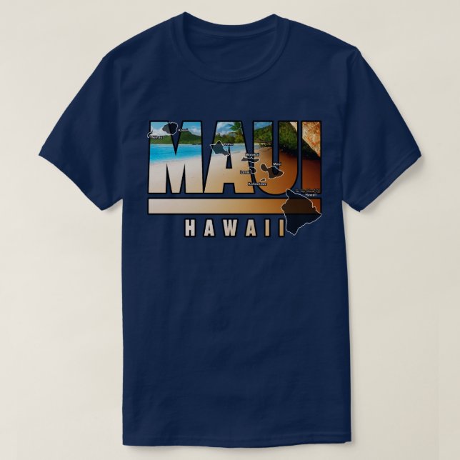 Camiseta Maui Hawaii con Islas Hawái (Diseño del anverso)