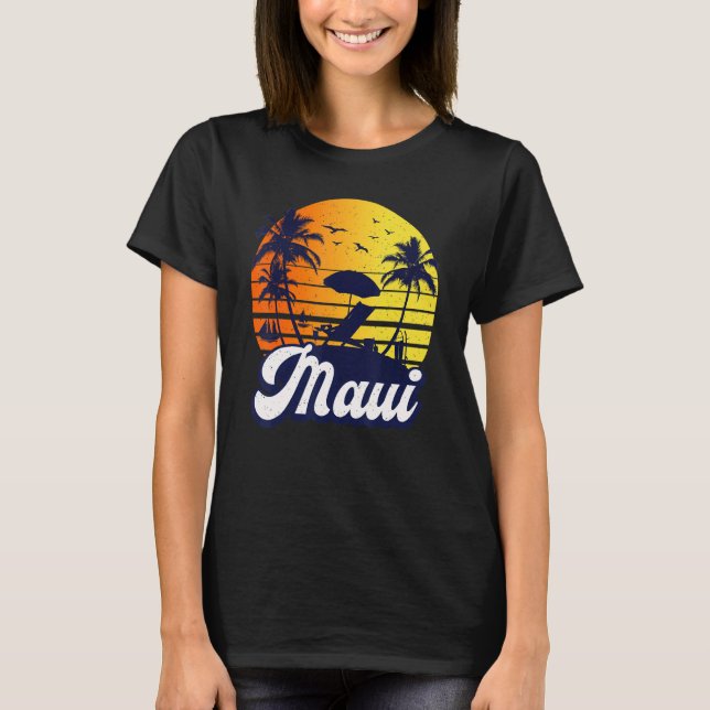 Camiseta Maui Hawaii Hawaiian Sunset Beach Retro (Anverso)