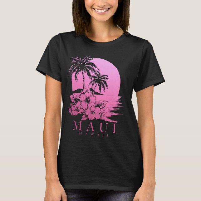 Camiseta Maui Hawaii Hibiscus Hawaiian Flores Souvenir Sur (Anverso)