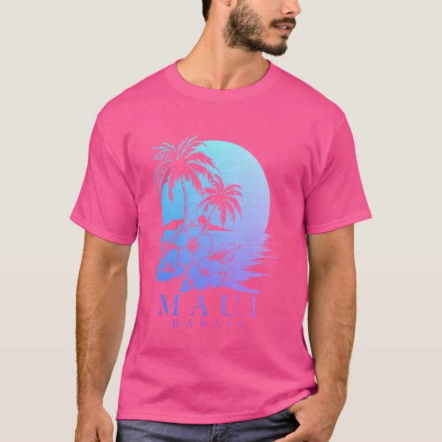 Camiseta Maui Hawaii Hibiscus Hawaiian Flores Souvenir Sur (Anverso)