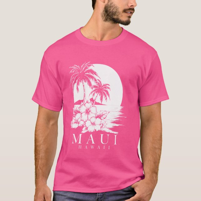 Camiseta Maui Hawaii Hibiscus Hawaiian Flores Souvenir Sur (Anverso)