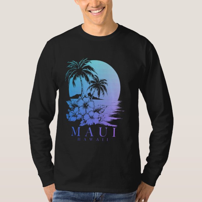 Camiseta Maui Hawaii Hibiscus Hawaiian Flores Souvenir Sur (Anverso)