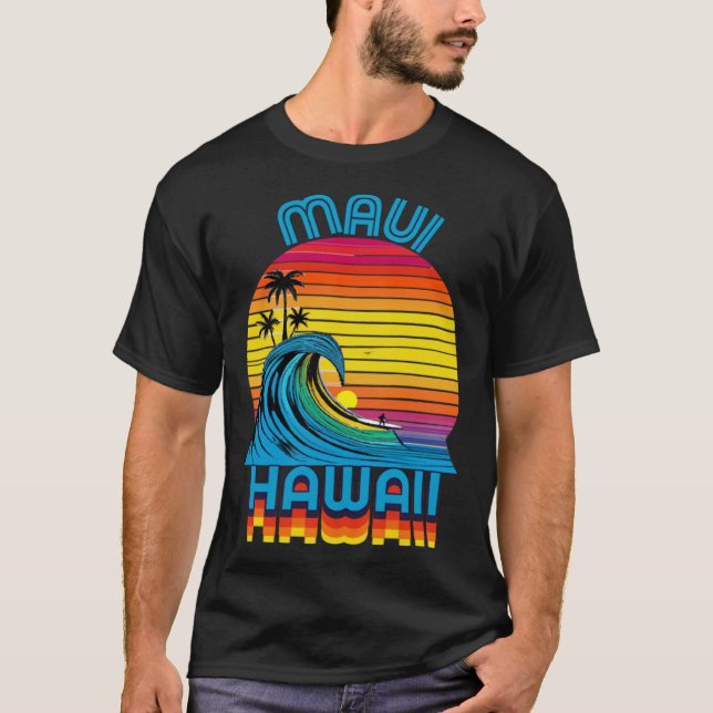 Camiseta Maui Hawaii Retro Throwback Surf & Beach Souvenir (Anverso)