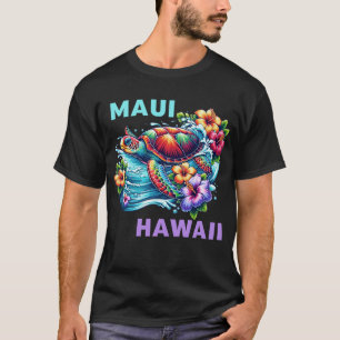 Camiseta Maui Hawaii Sea Turtle And Flower Beach Sea Love