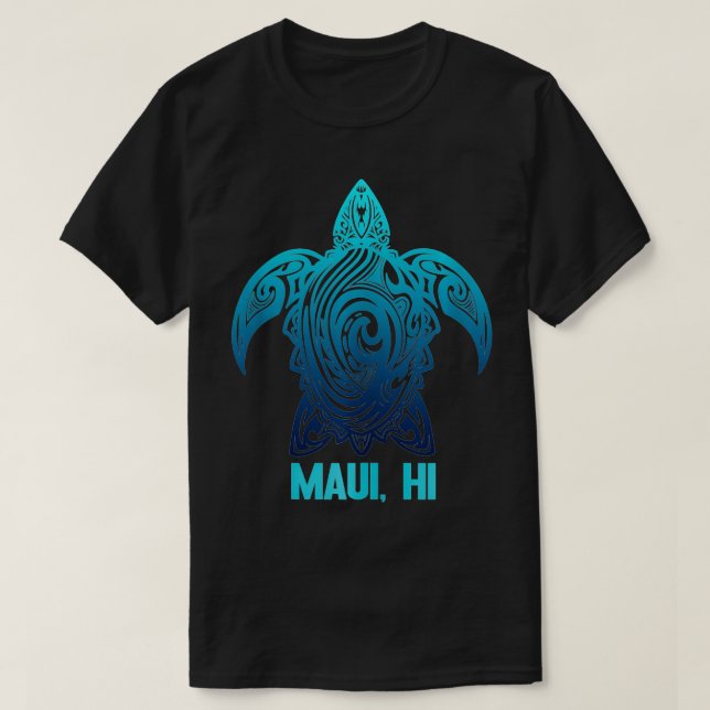 Camiseta Maui Hawaii Tribal Sea Turtle Hawaii Surfer Scub (Diseño del anverso)