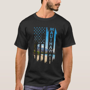 Camiseta Maui Hawaii verano atardecer bandera estadounidens
