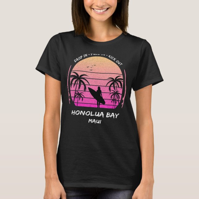 Camiseta Maui Honolua Bay Drop Pull Kick Surf Palms Aloha H (Anverso)