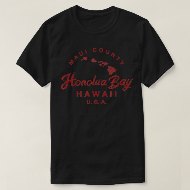 Camiseta Maui Honolua Bay Hawaii Mapa de Hawai Vinta (Diseño del anverso)