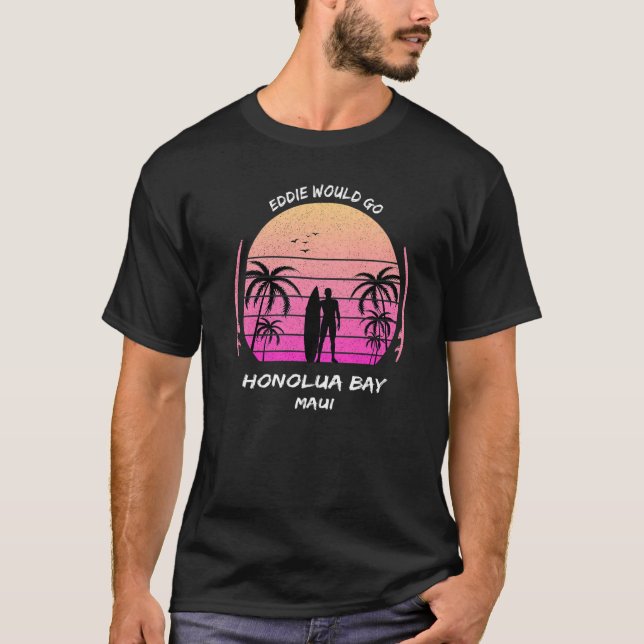 Camiseta Maui Honolua Bay Waves Surfing Palms Ocean Aloha H (Anverso)