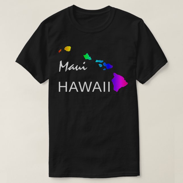 CAMISETA MAUI - ISLAS HAWAII NEON RAINBOW (Diseño del anverso)