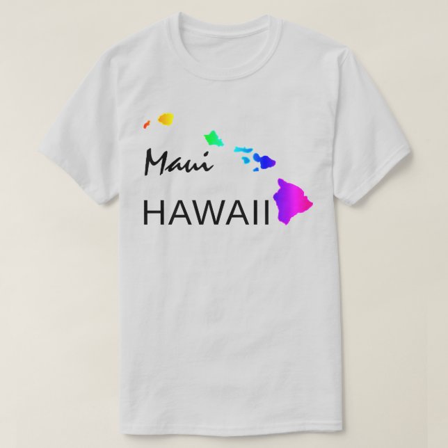 CAMISETA MAUI - ISLAS HAWAII NEON RAINBOW (Diseño del anverso)