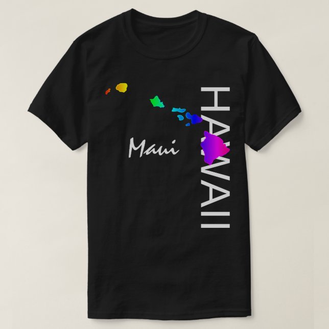 CAMISETA MAUI - ISLAS HAWAII NEON RAINBOW (Diseño del anverso)