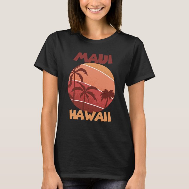 Camiseta Maui Sunset Vacation Hawaii Palm Tree Ocean (Anverso)