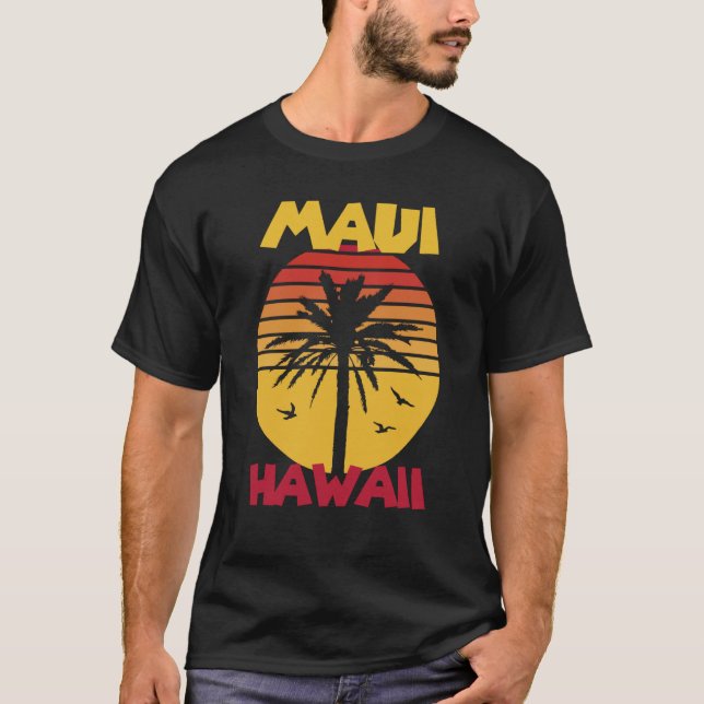 Camiseta Maui Vacation Hawaii Palm Tree Beach Ocean Surfin (Anverso)