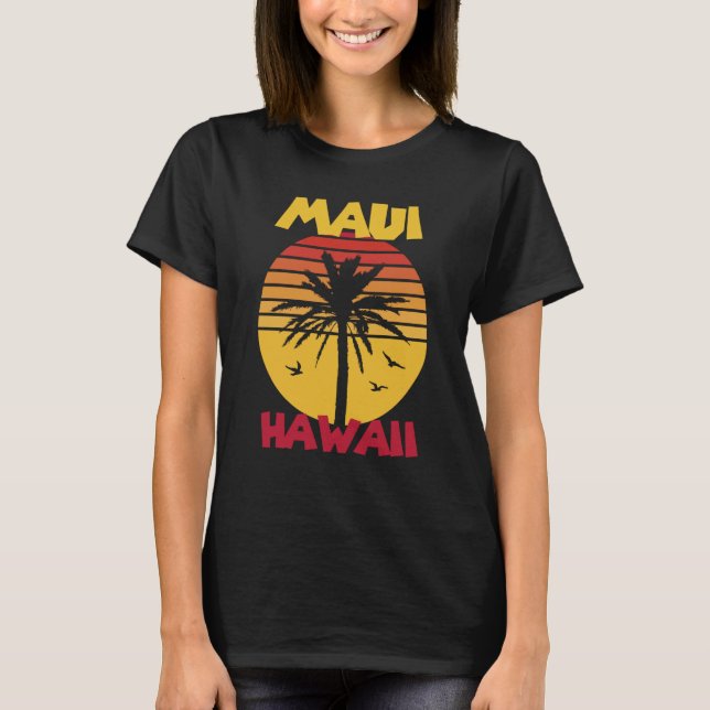 Camiseta Maui Vacation Hawaii Palm trees Beach Ocean Surfin (Anverso)