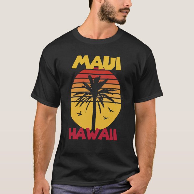 Camiseta Maui Vacation Hawaii Palm trees Beach Ocean Surfin (Anverso)