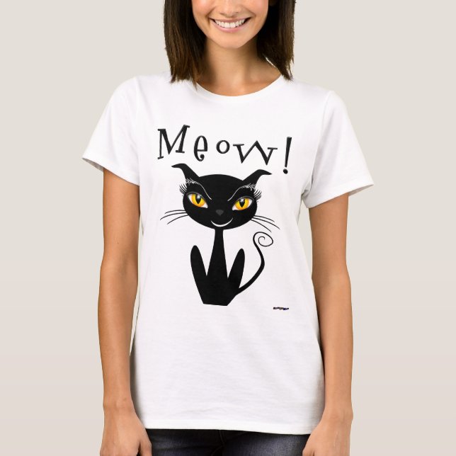 Camiseta ¡Maullido caprichoso del gato negro! (Anverso)