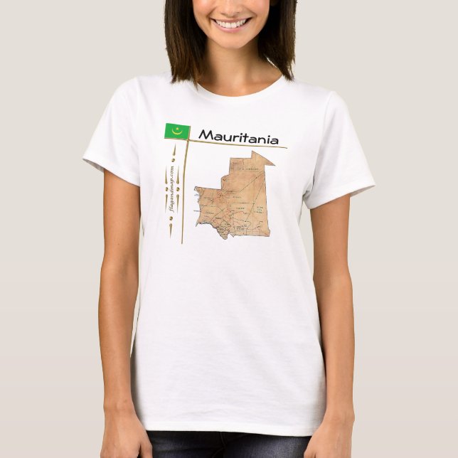 Camiseta Mauritania Mapa + Bandera + Título (Anverso)
