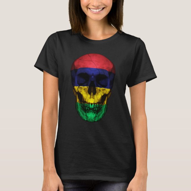 Camiseta Mauritius Flag Skull Mauritian Roots Proud Patriot (Anverso)