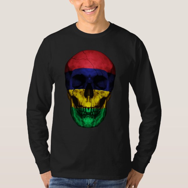 Camiseta Mauritius Flag Skull Mauritian Roots Proud Patriot (Anverso)