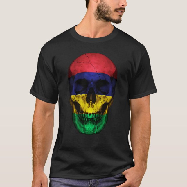 Camiseta Mauritius Flag Skull Mauritian Roots Proud Patriot (Anverso)
