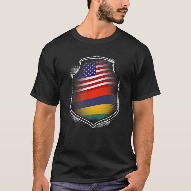 Camiseta Mauritius Mauritius USA Flags Mauritian American P (Anverso)