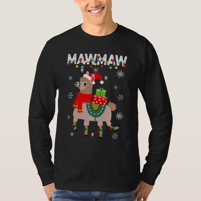 Camiseta Mawmaw  Christmas Llama Lights Matching Family (Anverso)