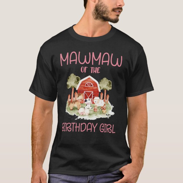 Camiseta MawMaw del cumpleaños del Chica Barnyard Farm Anim (Anverso)