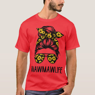 Camiseta Mawmaw Life Messy Hair Bun Sunflower Madres