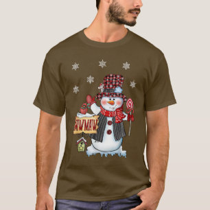 Camiseta Mawmaw Navidades de Snowman Candy Cane Red Plaid S