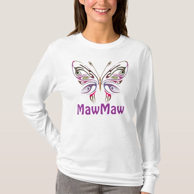 Camiseta MawMaw personalizó la mariposa (Anverso)