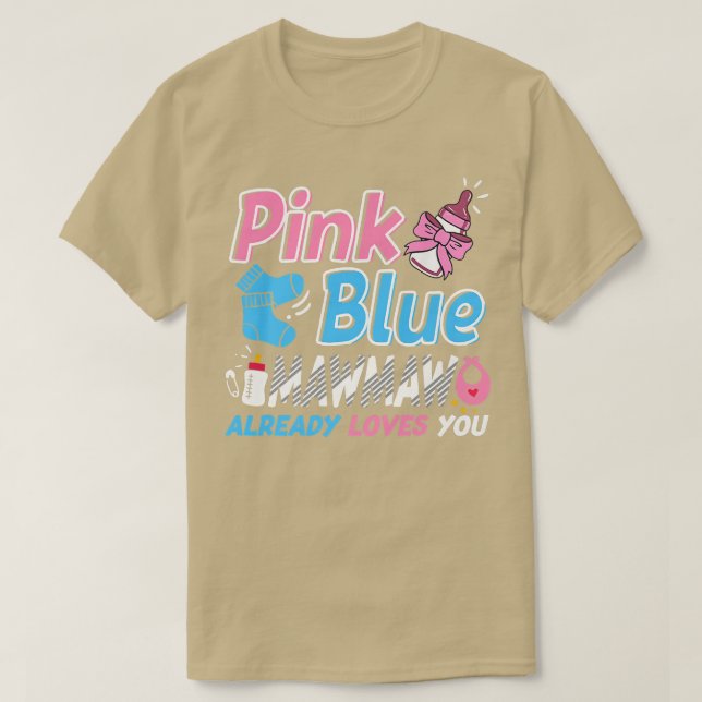 Camiseta Mawmaw Rosa O Azul Ama A Su Bebé Revelación De Gén (Diseño del anverso)