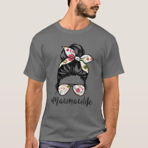 Camiseta Mawmaw vida desordenada hair bun floral mujeres ma