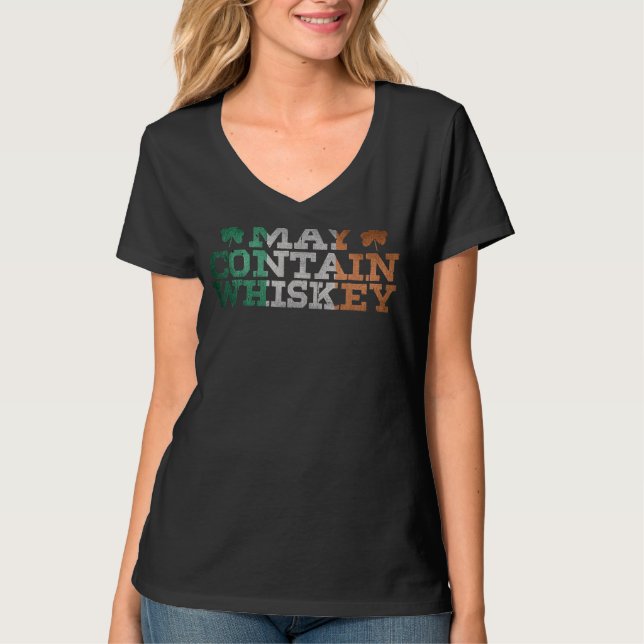 Camiseta May Contienen La Bandera Irlandesa Whiskey St Patr (Anverso)
