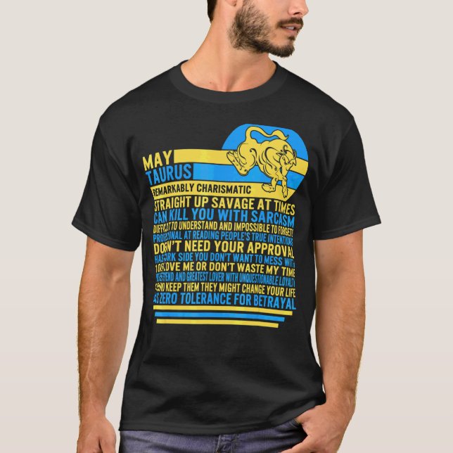 Camiseta May Taurus Hechos Rótulo Zodiaco Astrología de gir (Anverso)