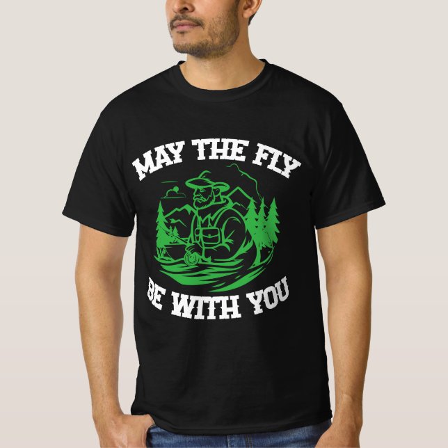 Camiseta "May the fly be with you" fly fishing sports SVG (Anverso)