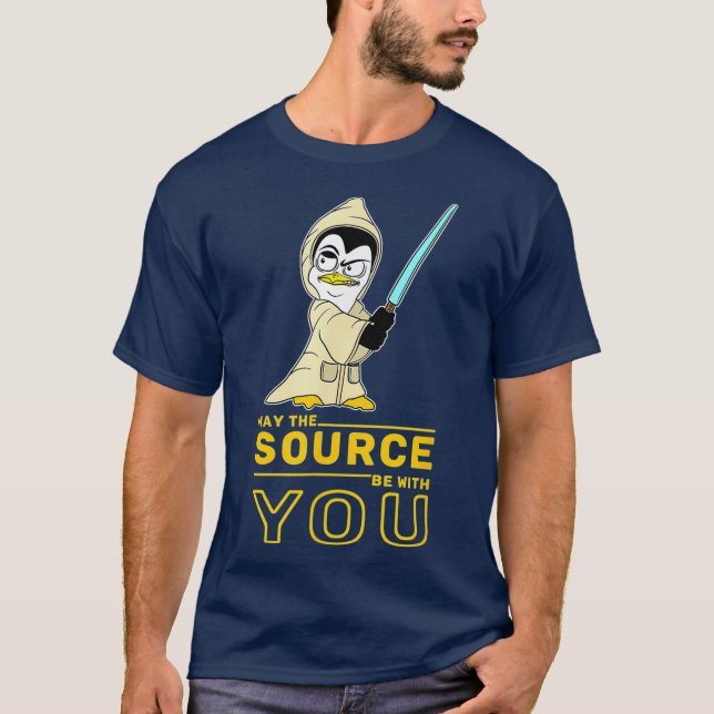 Camiseta May The Source Be With You Linu Penguin for Linu (Anverso)