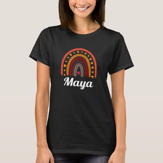 Camiseta Maya Colorous Rainbow Funny Women girlbaby Name Id (Anverso)