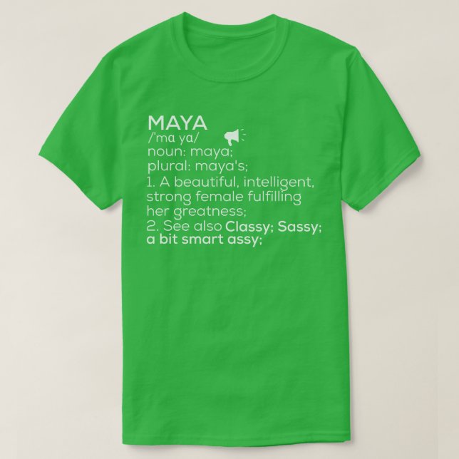 Camiseta Maya Name Maya Definition Maya Nombre femenino May (Diseño del anverso)