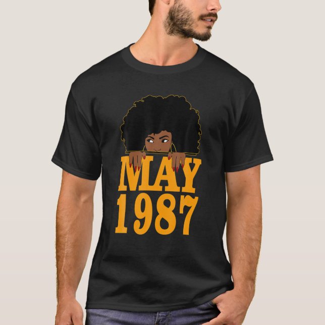 Camiseta Mayo 1987 35º Cumpleaños 35 Años Mujeres Negras Gi (Anverso)