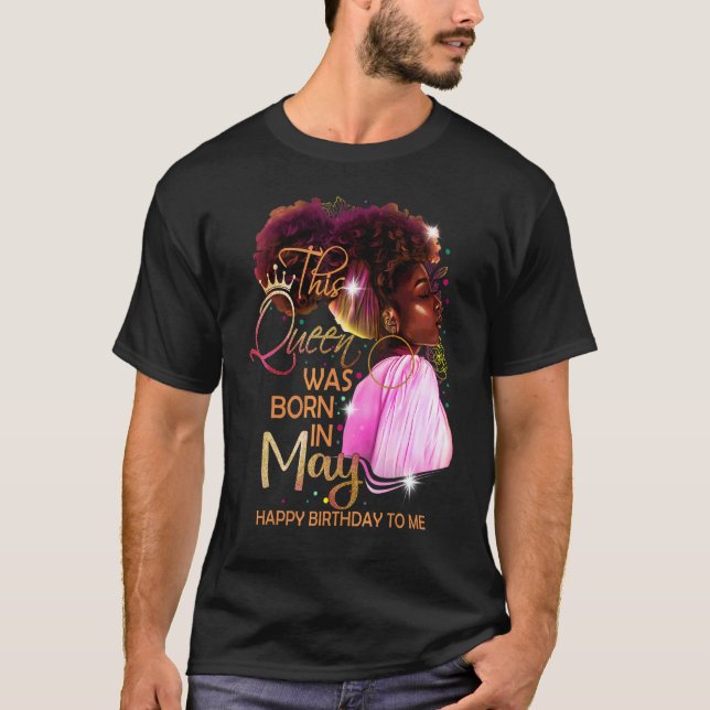 Camiseta Mayo Chica Cumpleaños Melanin Afro Reina para Blac (Anverso)