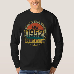 Camiseta Mayo de 1952 Mayo de 70 años 70 cumpleaños 1