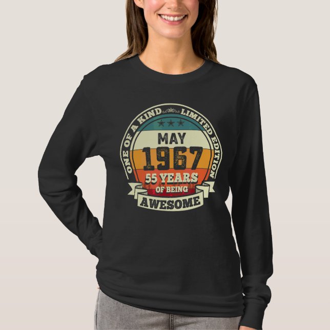 Camiseta Mayo De 1967 55º Cumpleaños 55 Años De Ser Increíb (Anverso)