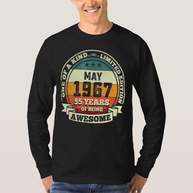 Camiseta Mayo De 1967 55º Cumpleaños 55 Años De Ser Increíb (Anverso)
